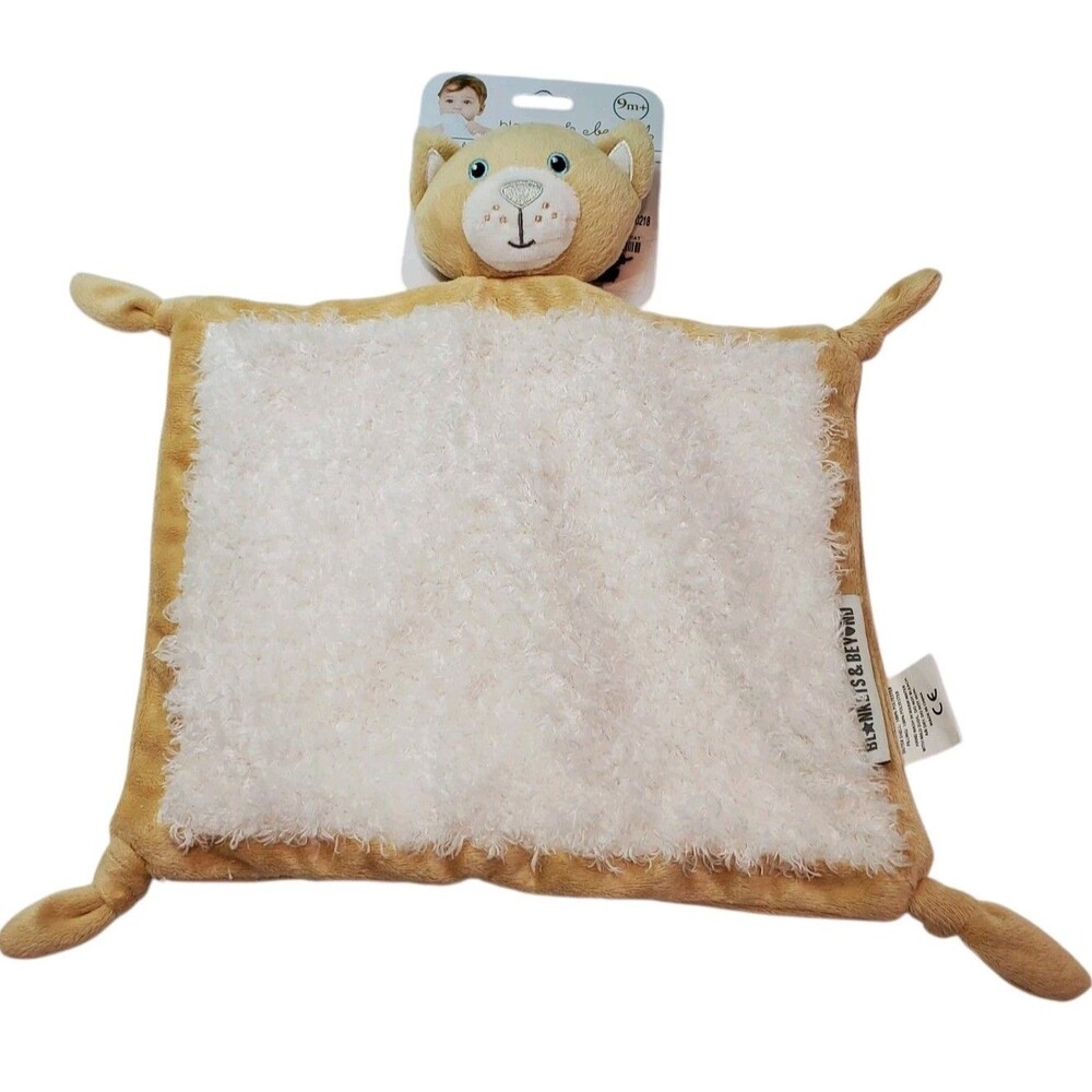 Blankets & Beyond Brown White Nunu Kitty Cat Baby Security Lovey Knotted Corners